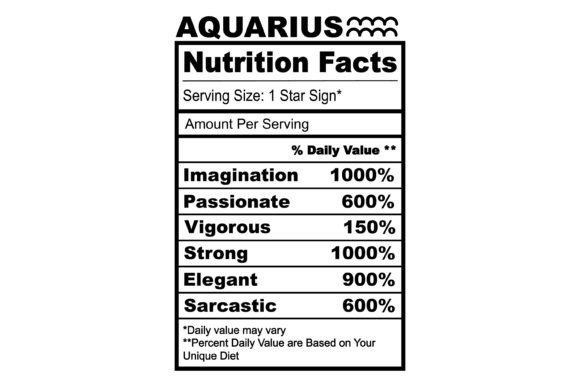 Aquarius Zodiac Nutrition Facts SVG Review