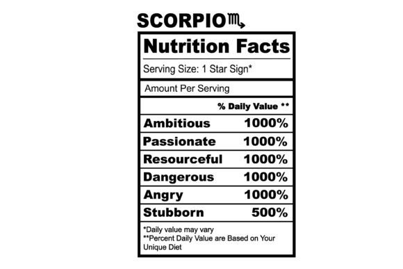 Scorpio Zodiac Nutrition Facts SVG Review