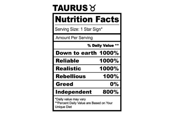 Taurus Zodiac Nutrition Facts SVG Review